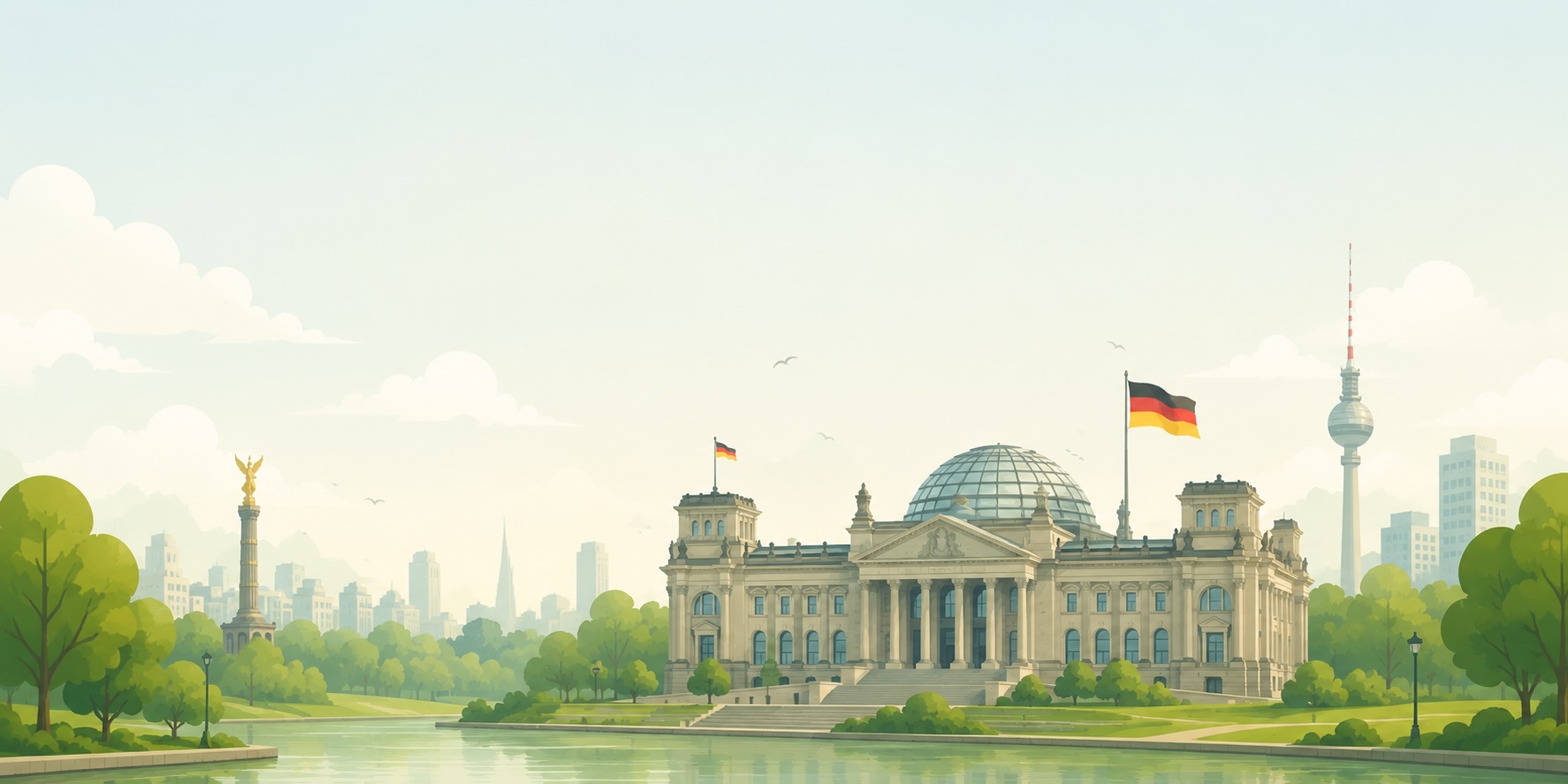Illustration of the Reichstag and Berlin skyline